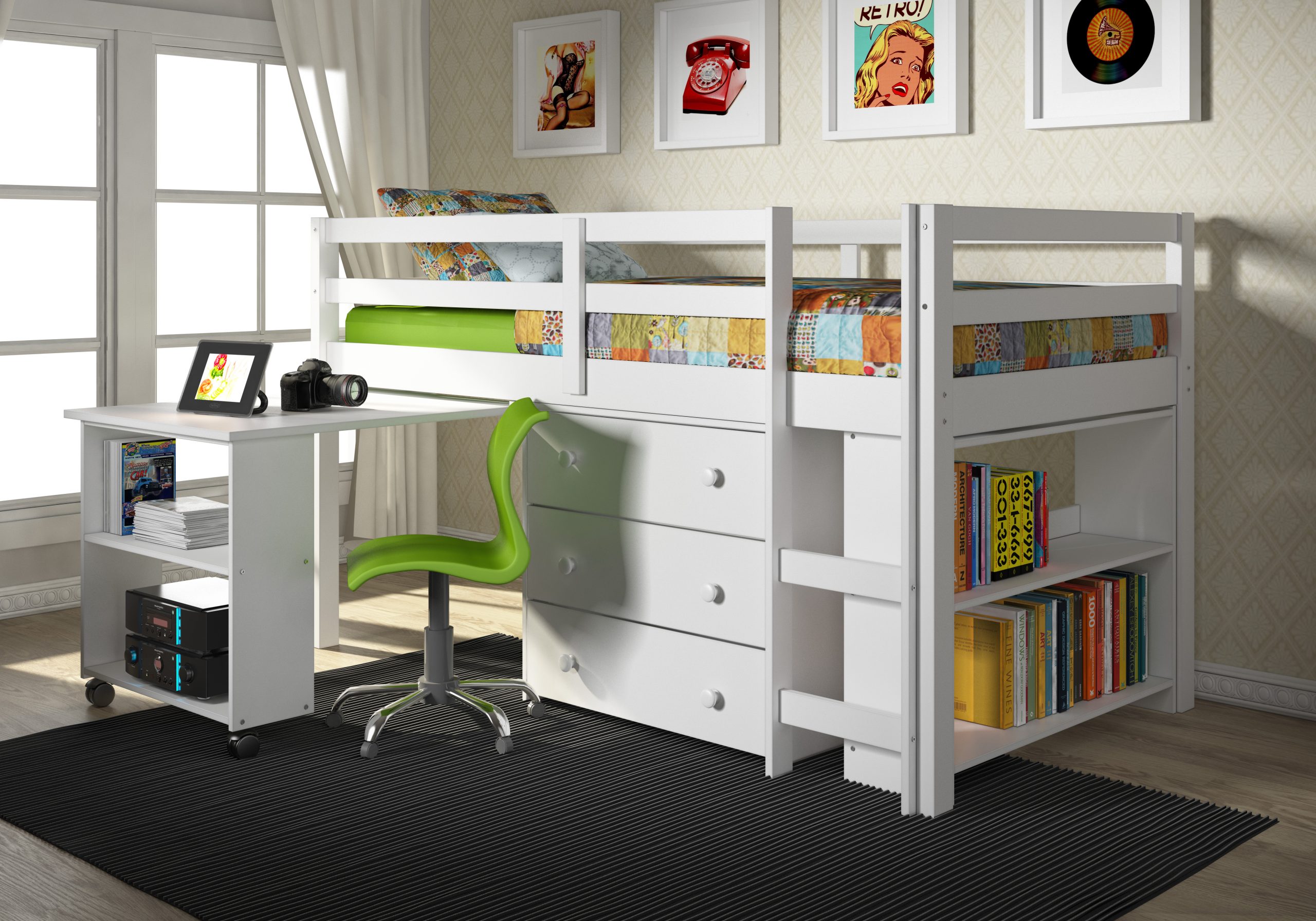 Twin low loft bed with desk new arrivals