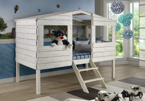 Donco Kids Tree House Loft Bed-Rustic Sand Finish