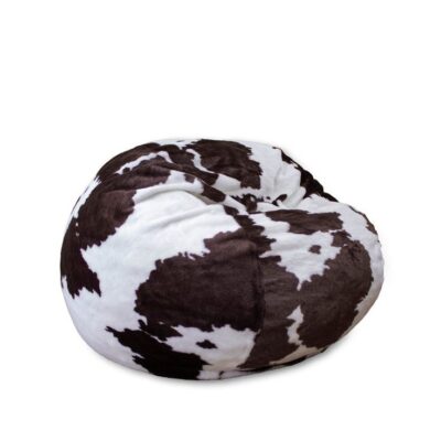 Full Size Faux Fur Cow Bean Bag- Converts to A Bed!