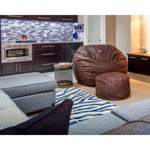Full Size Coffee Faux Cowhide Bean Bag