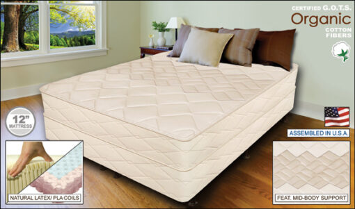 Elite - 12" Natural Latex and Coil Mattress - Western King with Foundation