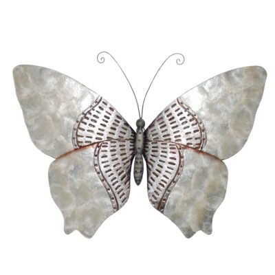 Eangee Butterfly Wall Decor Silver With Rust Dashes