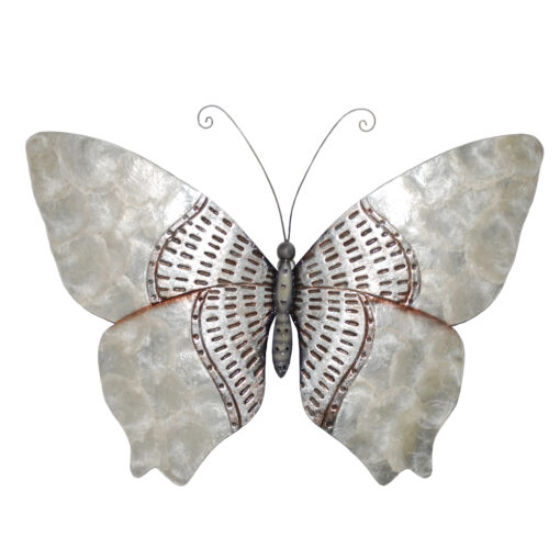 Eangee Butterfly Wall Decor Silver With Rust Dashes