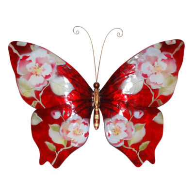 Eangee Butterfly Wall Decor Red With Flowers