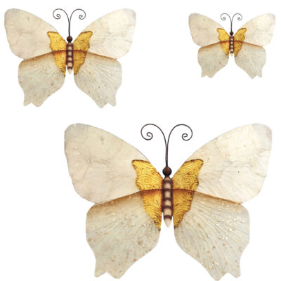 Eangee Butterfly Wall Decor White And Gold Set Of Three
