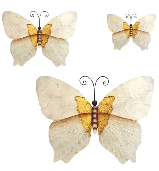 Eangee Butterfly Wall Decor White And Gold Set Of Three