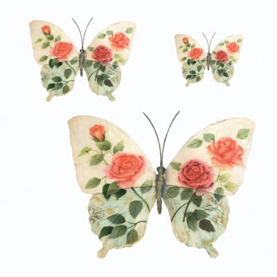 Eangee Butterfly Wall Decor White And Pink Set Of Three