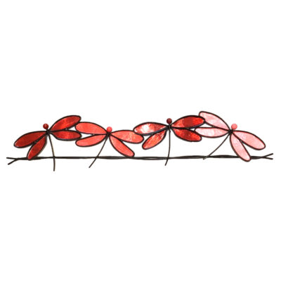 Eangee Dragonflies On A Wire Red