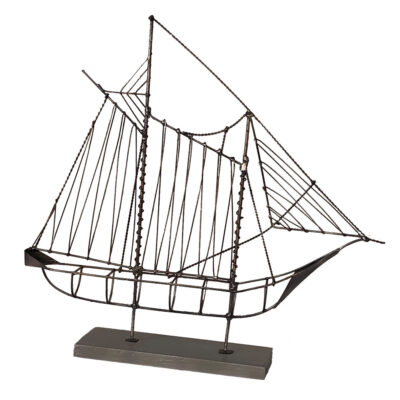 Eangee Wire Sailboat Gray Sculpture