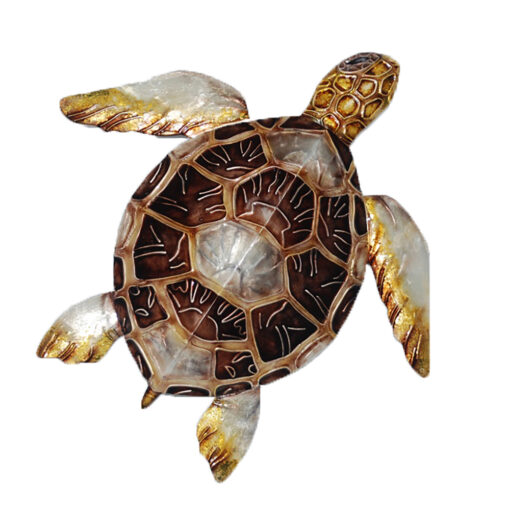 Eangee Sea Turtle Small Wall Decor Brown Checkered Shell
