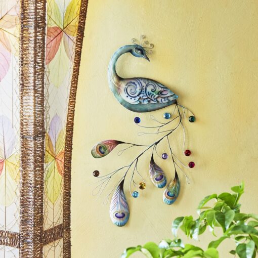 Eangee Peacock Wall Decor With Jewelled Tail
