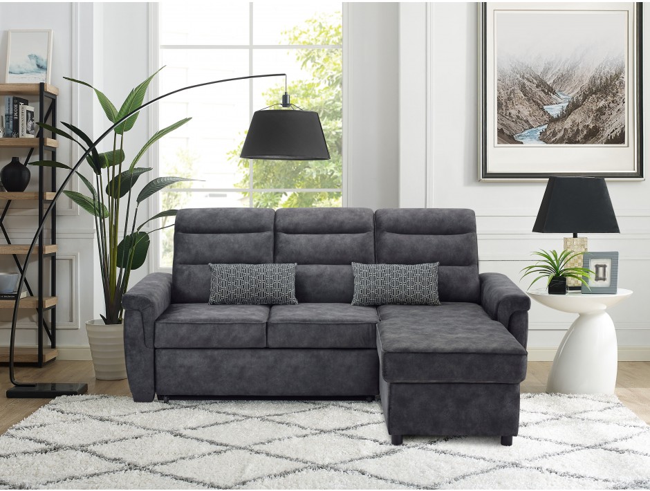 Serta Fort Myers Dream Lift Convertible Sofa Bed Dark Grey Right Futons Waterbeds