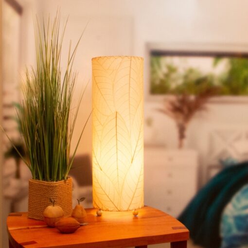 24 Inch Cocoa Leaf Cylinder Table Lamp Orange