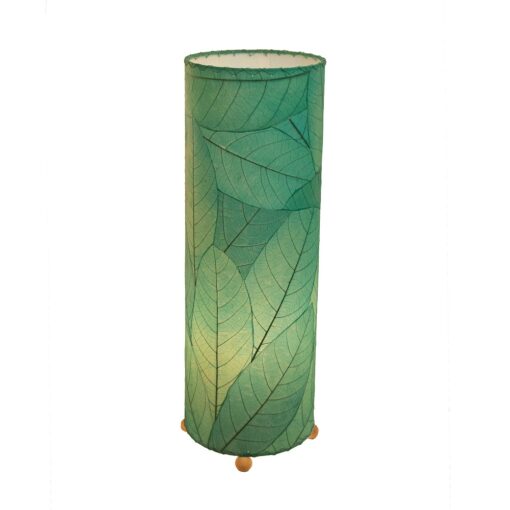24 Inch Cocoa Leaf Cylinder Table Lamp Sky Blue