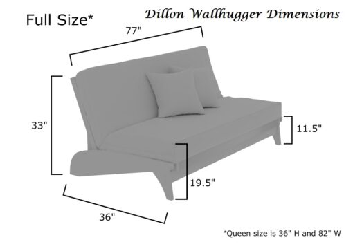 Dillon Full Size  Wall Hugger™ Futon Frame - Gray - Image 2