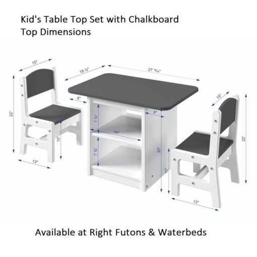 Kids Table Set with Chalkboard Top Dimensions