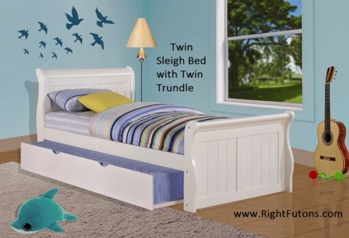 Twin Sleigh Bed with Twin Trundle