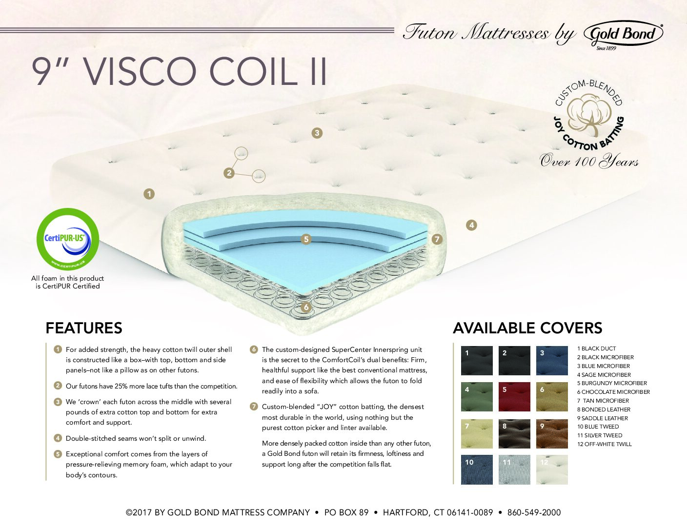 Visco Coil 9" Futon Mattress - Full Size